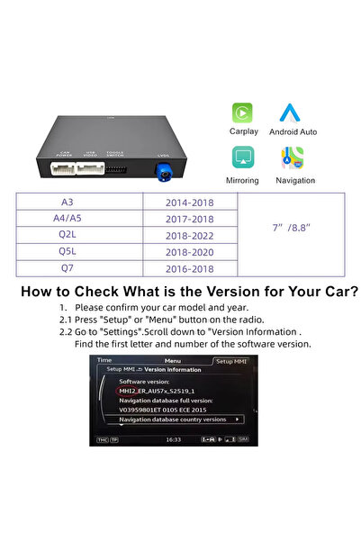Choice QY-Audi-MIB-02 CARABC نظام كاربلاي لاسلكي ونظام أندرويد أوتو لأودي A3 ...