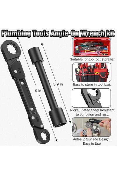 Choice 1pcs Angle Stop Wrench Kit, Plumbing Tools, Angle-on Plumber Wrench fo...