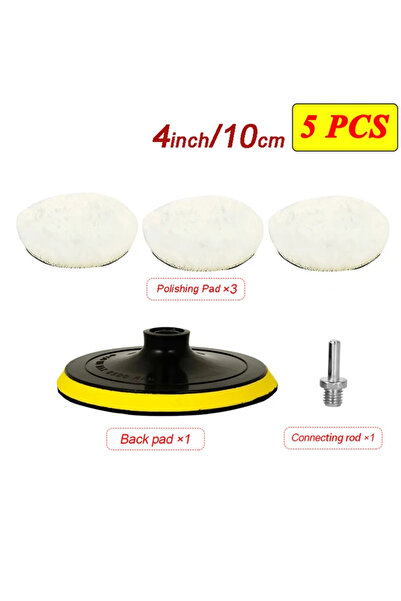 Choice1 طقم تلميع مكون من 5 قطع، عجلة صوف 4 بوصة (100 مم)، مناسب لماكينات الت...