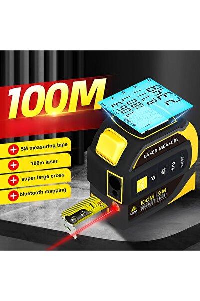 Choice شريط قياس بطول 100 متر و5 أمتار، جهاز قياس المسافة بالليزر من 40 إلى 1...