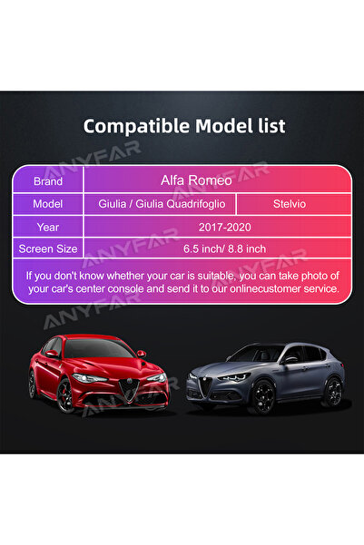 Choice وحدة أندرويد أوتو اللاسلكية لسيارات ألفا روميو ستيلفيو/جوليا موديلات 2...
