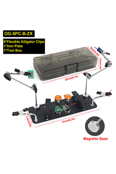 Choice OG-5PC-B-ZX Magnetic Helping Hands Soldering Third Hand with 6/8 Flexi...