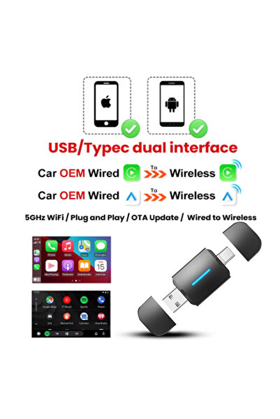 Choice دونجل 2 في 1 جديد 2 في 1، يدعم Android Auto و CarPlay اللاسلكي، مزود ب...