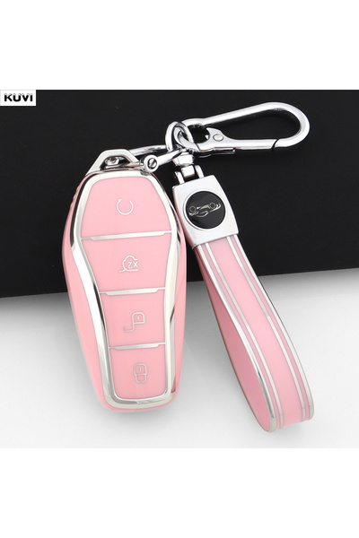 Choice9 Pink Set 2 4 Buttons Soft TPU Pink Car Key Case Cover Shell For BYD A...