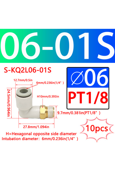 Choice1 KQ2L06-01S 10 قطع موصل هوائي بقطر خارجي 4 مم-12 مم، وصلة هوائية ذكرية...