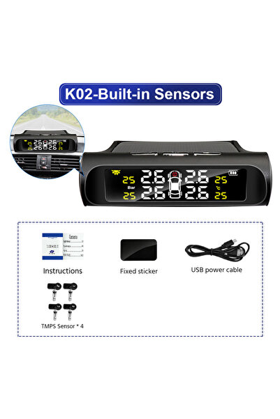 Choice مستشعر مدمج K02، نظام مراقبة ضغط الإطارات من يانغود، شاشة رقمية ملونة،...
