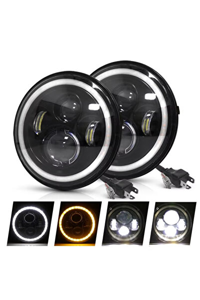 Choice1 2PCS Style B 2PCS 7 Inch Motorcycle LED Headlight Hi/Low Beam DRL Tur...