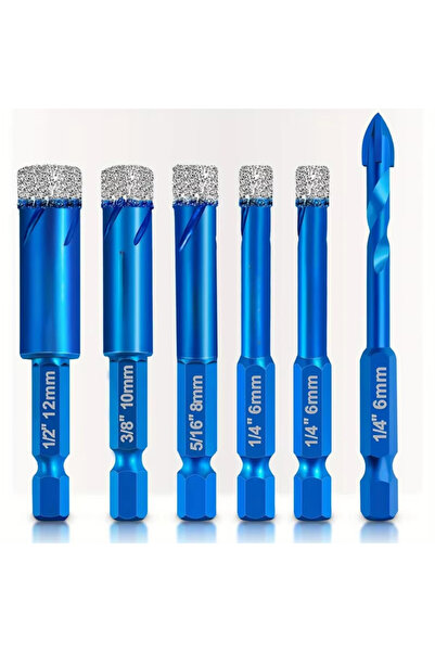 Choice مجموعة من 6 قطع من رؤوس المثقاب الجاف، ذات أخدود حلزوني، وساق سداسي، و...