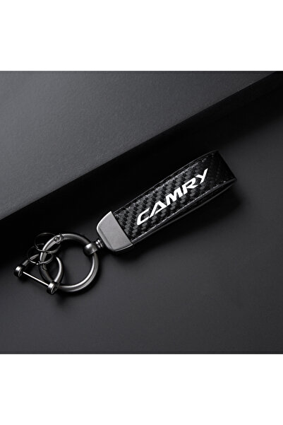 Choice سلسلة مفاتيح جلد فاخرة سوداء اللون، مناسبة لسيارات تويوتا كامري، مع حا...