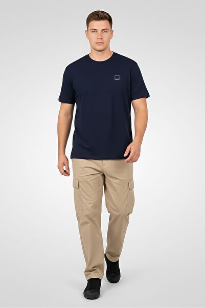 BENCH Men Crew Neck Short Sleeve Brand Logo T-Shirt, Navy