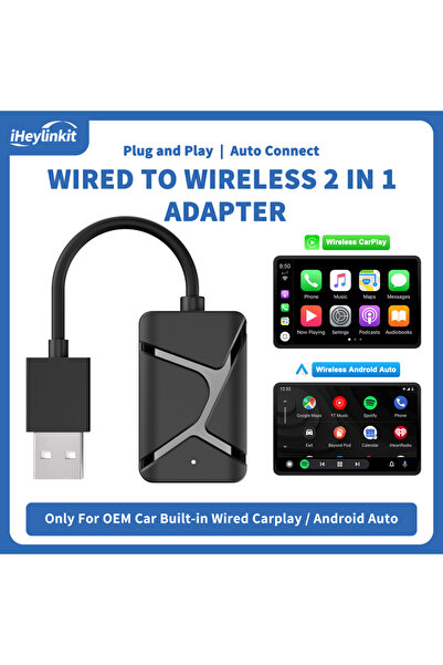 Choice محول iHeylinkit X6 الجديد 2 في 1 بأسلاك إلى لاسلكي CarPlay، جهاز Andro...