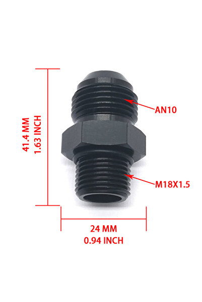 choice2 JXSS022-AN10-M1815 Black Aluminum AN10 to M14 M16 M18 Metric Male Str...