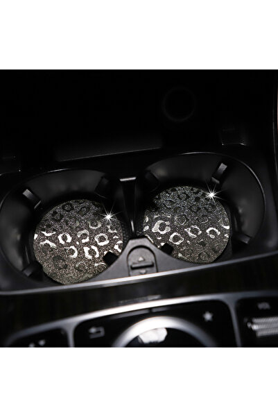 choice2 GRAY Pair of Waterproof Glittering TPU Car Cup Holders with Leopard P...