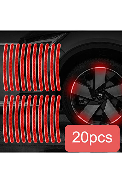 choice2 Red 20pcs Car Motorcycle Wheel Reflective Strips Colorful Hub Sticker...