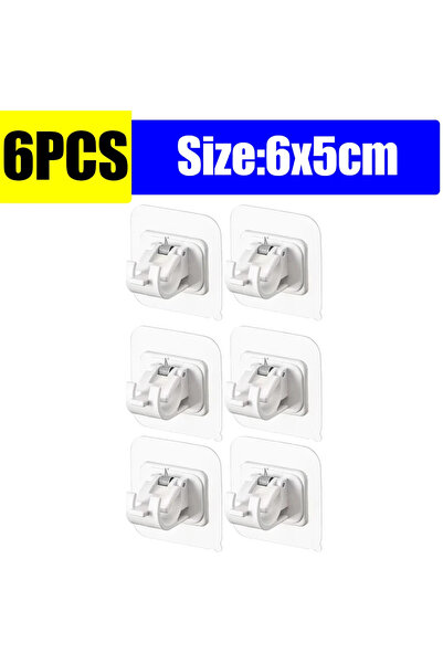 Choice1 White-6pcs Adjustable Curtain Rod Clip SelfAdhesive Clamp Hook Curtai...