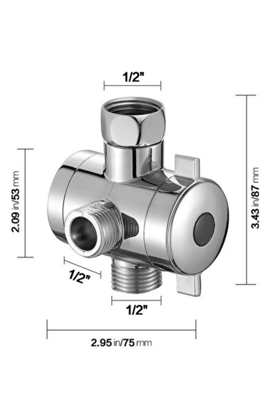Choice صمام تحويل دش قابل للتعديل ثنائي/ثلاثي الاتجاهات - محول مفتاح نحاسي G1...
