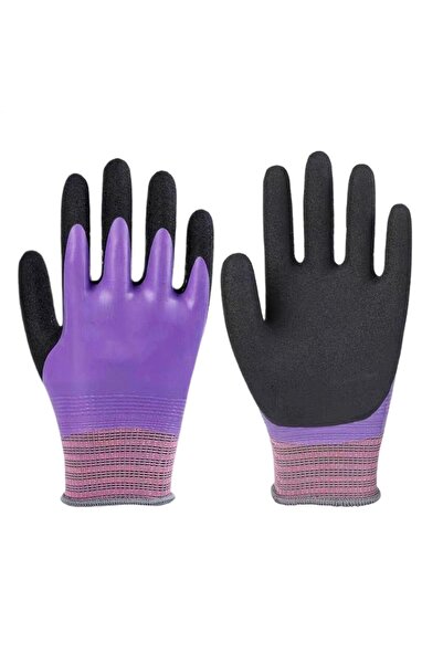Choice قفازات أمان لاتكس مقاومة للماء، لون بنفسجي، زوج واحد، قفازات عمل مرنة ...