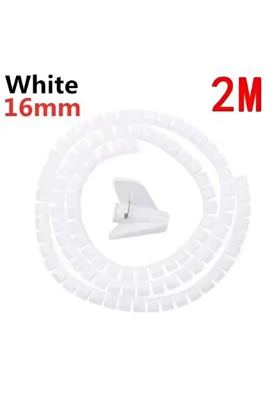 Choice3 2M 16mm White 2M Long Cable Management Computer Wire Cord Sleeve Orga...