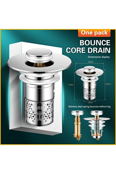 Choice silver Washbasin Drain Filter Pop-Up Bounce Core Stopper Hair Catcher ...