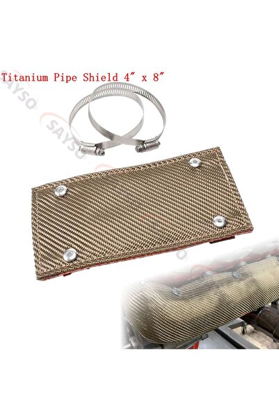 Choice طقم واقي أنابيب من التيتانيوم 010453، مقاس 4 × 8 بوصات، واقي حراري للعادم