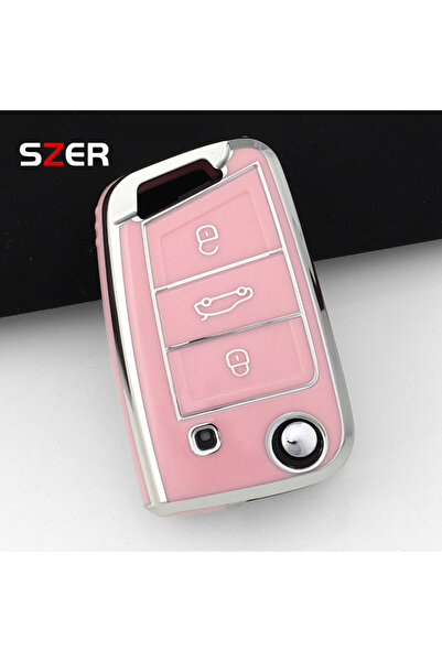 Choice10 غطاء حماية وردي اللون من مادة TPU لمفتاح السيارة، قابل للطي، مناسب ل...