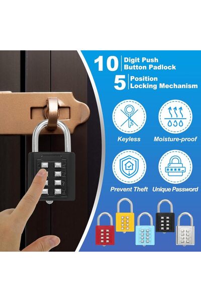 Choice black 8-Digit Combination Padlk Push Button Lk for Lker Cabinet Gym & ...