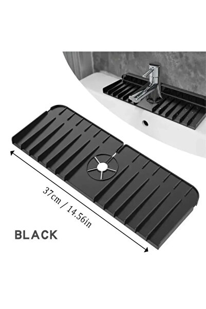 Choice black Silicone Faucet Mat Dish Soap Sponge Holder Sink Kitchen Counter...