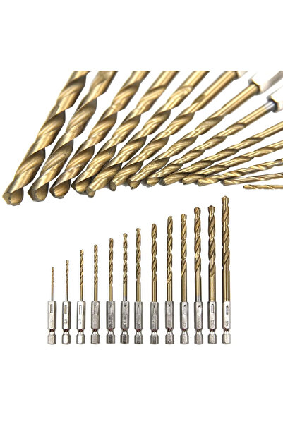 Choice مثقاب حلزوني كهربائي مكون من 13 قطعة بمقبض سداسي، مطلي بالتيتانيوم، من...