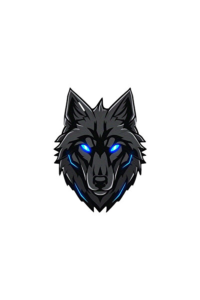 Choice ملصق ذئب أزرق نيون - قطعة واحدة، ملصق مميز لأجهزة الكمبيوتر المحمولة و...