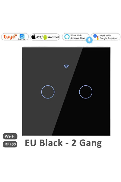 choice2 black 2 gang EU WiFi RF 433mhz Smart Wireless Touch Wall Light 1/2/3/...