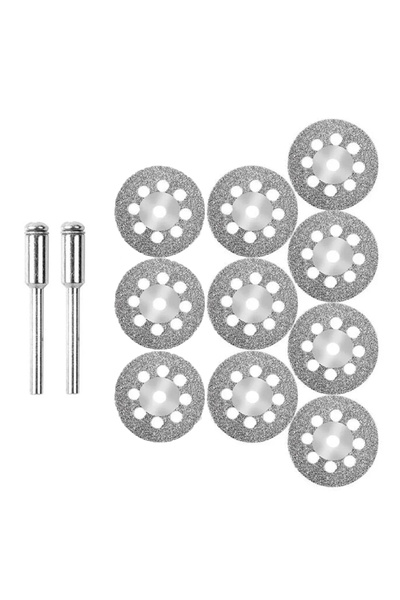 Choice Silver 12pcs 22mm Diamond Blade Cut Off Disc 3mm Grinding Wheel Mandre...