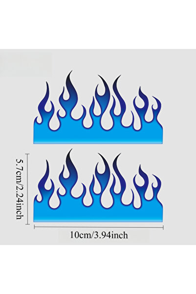 choice2 مجموعة ملصقات زرقاء بنمط اللهب، مجموعة ملصقات سيارات ودراجات نارية نا...