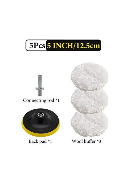 choice2 مجموعة تلميع السيارات (5 قطع) - 5 قطع، مقاسات 3/4/5 بوصة، تتضمن وسادة...