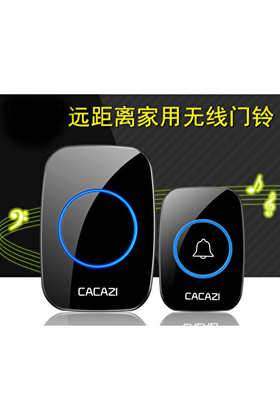 Choice1 طقم جرس باب لاسلكي أسود اللون، مزود بجهاز استقبال قابل للتوصيل، وزر ض...