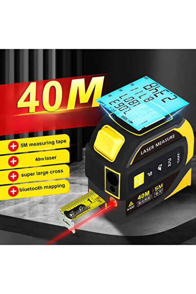 Choice1 شريط قياس 40 متر × 5 أمتار، جهاز قياس المسافة بالليزر 40-100 متر، مسط...