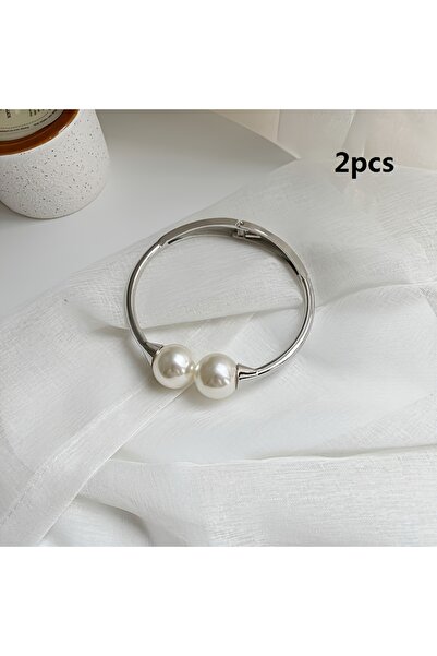 Choice1 Silver 2 Bohemian-style metal curtain rings with artificial pearls - ...