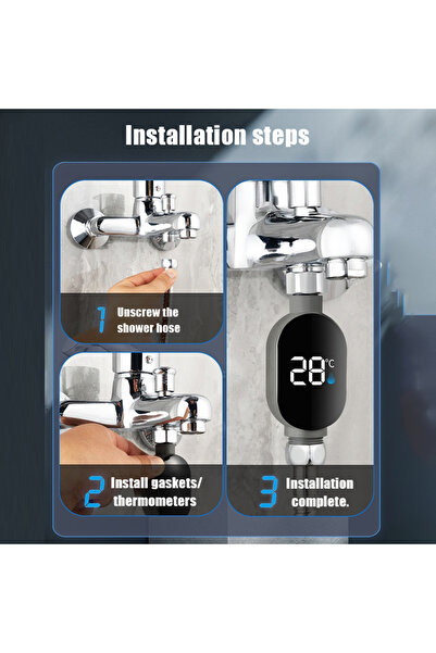 Choice Black 1Pc Shower Head Water Temperature Gauge - Home Bathroom Shower A...