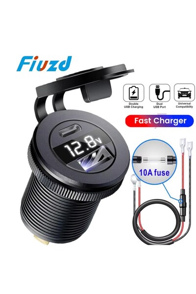 Choice3 001 منفذ USB للسيارة يدعم الشحن السريع PD 3.0 مع مقياس فولتية LED لأن...