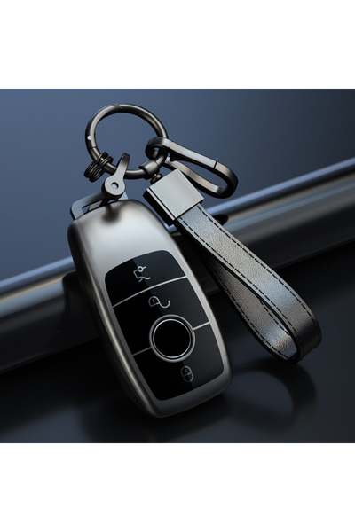 Choice غطاء مفتاح سيارة أنيق من مادة TPU، رمادي اللون، مع سلسلة مفاتيح، لحماي...