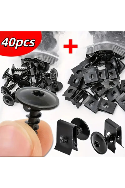 Choice 40pcs 40pcs Car Self-Tapping Screws, U-Shaped Metal Spacers & Threaded...