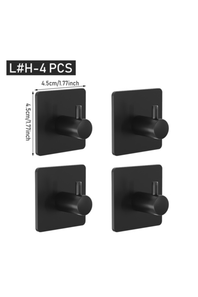 Choice3 4pcs-L-hook-black 4/1pcs Black Self-Adhesive Wall Hooks for Hanging K...