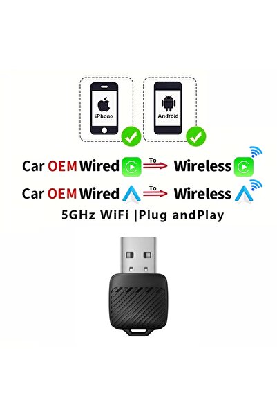 Choice1 Carplay and Auto B 2 in 1 AI Box Mini Adapter Wired to Wireless Carpl...