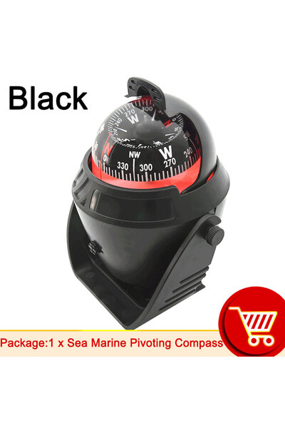 Choice1 بوصلة بحرية سوداء مقاومة للماء، قابلة للدوران، مزودة بإضاءة ليلية إلك...