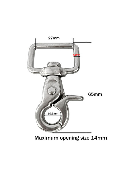 Choice 27mm 316 Stainless Steel Square Ring Swivel Snap Hooks, 65mm Heavy Dut...