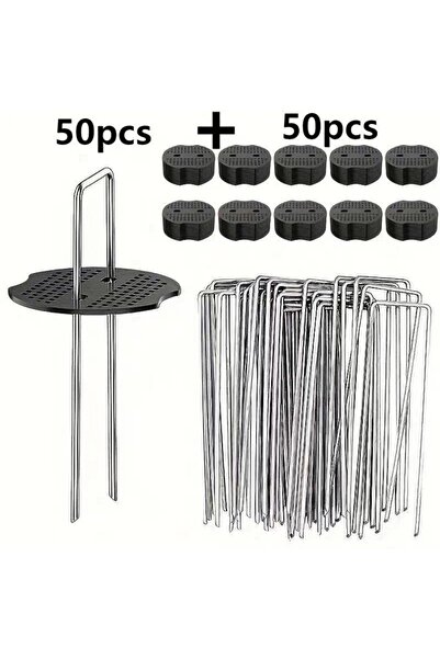 Choice 50 مجموعة من دبابيس تثبيت الحدائق على شكل حرف U، أوتاد أنابيب السياج ش...