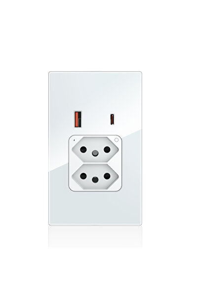 Choice1 WHITE Melery Tuya Brazil Plug 20A Slot WIFI Wall Sket USB Type-C PD 3...