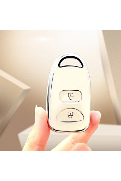 Choice1 white 2 Butt Flip Folding Key TPU Car Key Case Cover For Hyundai Elan...
