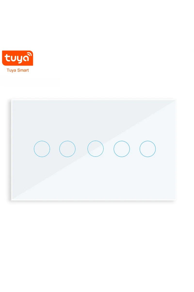 Choice1 مفتاح إضاءة جداري ذكي أبيض من ميليري تويا، بخمسة أزرار، يعمل بتقنية ا...