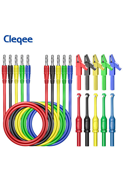 Choice مجموعة أسلاك اختبار قابس الموز Cleqee CKT018 مقاس 4 مم مع مشابك تمساح ...