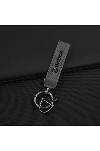 Choice 1pc-grey Car Vintage Leather Keychain Zinc Alloy Key Chain For Skoda t...